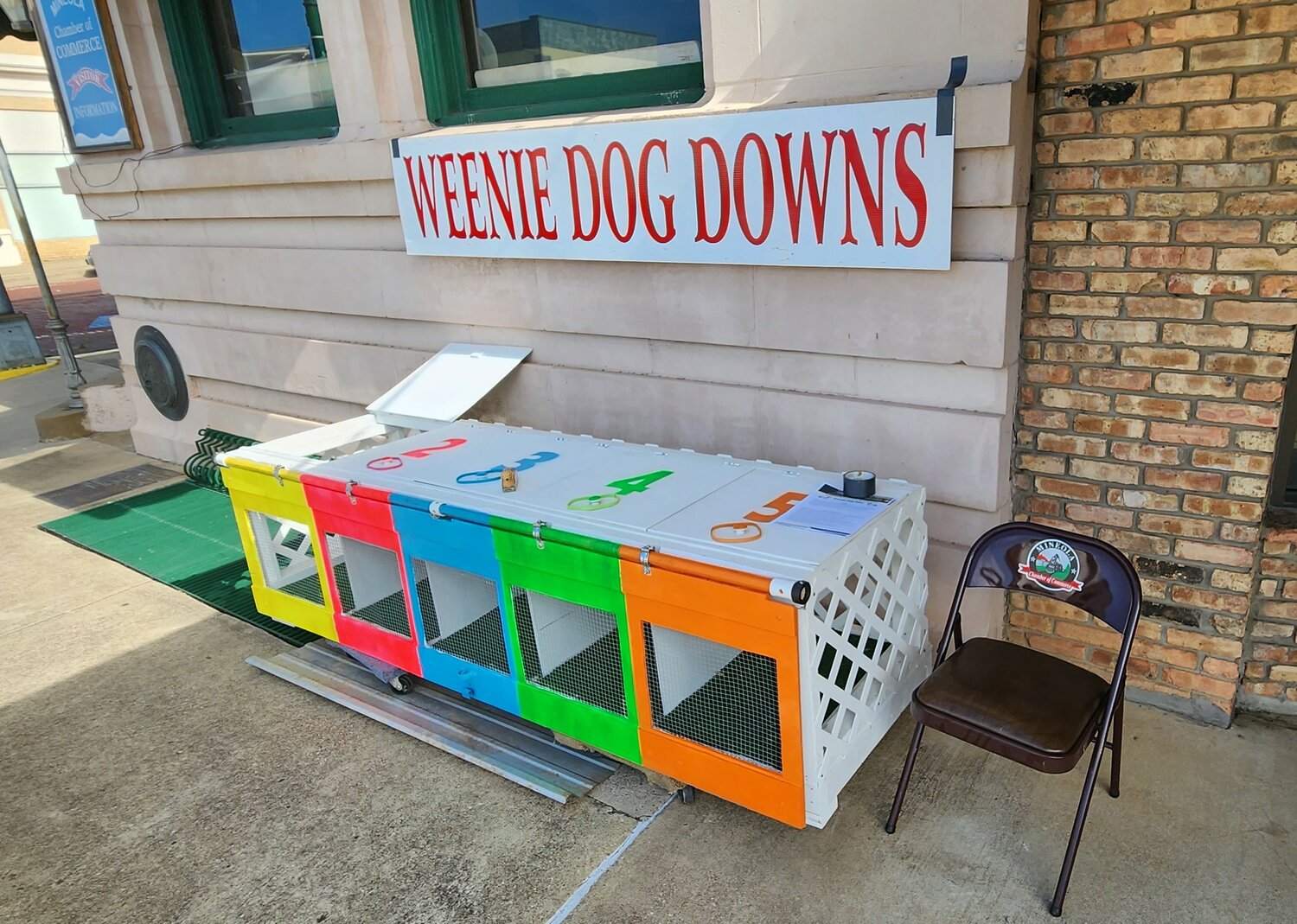 The Mineola Chamber of Commerce has a new starting gate for the crowd-favorite weenie dog races during the Iron Horse Heritage Festival Saturday, Sept. 23.